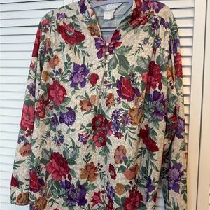 Spring Cottage Floral Button-Up Blouse